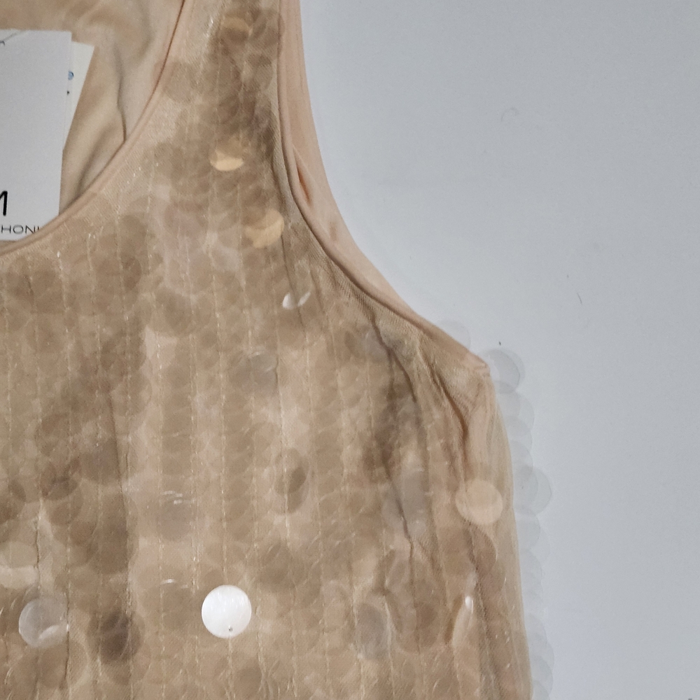Magaschoni Beige Sequin-Embellished Sleeveless Tank - Picture 4 of 7